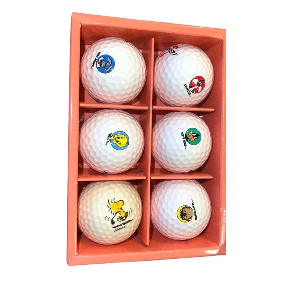 Vtg 90s Looney Tunes 6‎ Ball Golf Set Bugs Tweety Taz Daffy Sylvester Woodstock